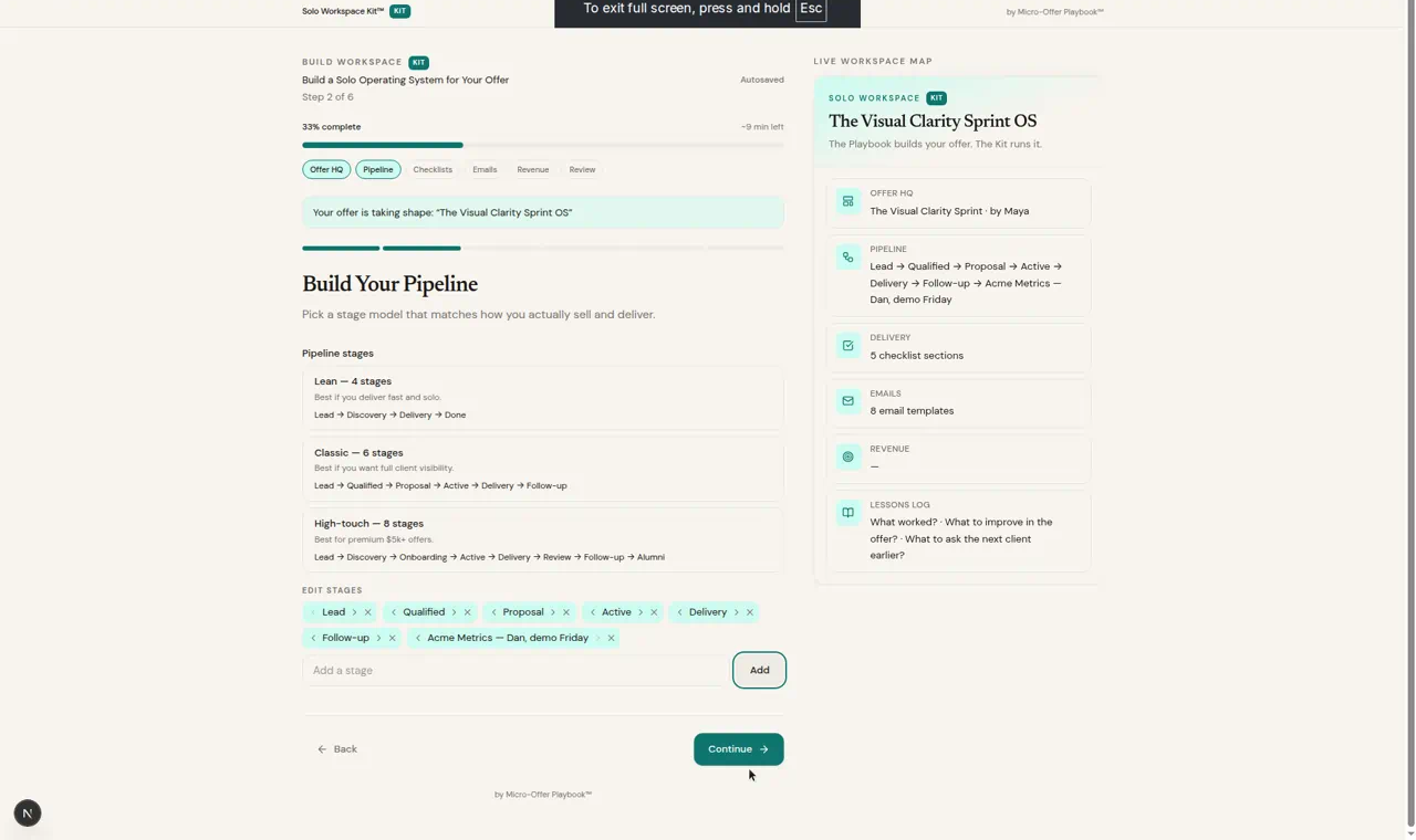 Pipeline with Acme Metrics as a stage